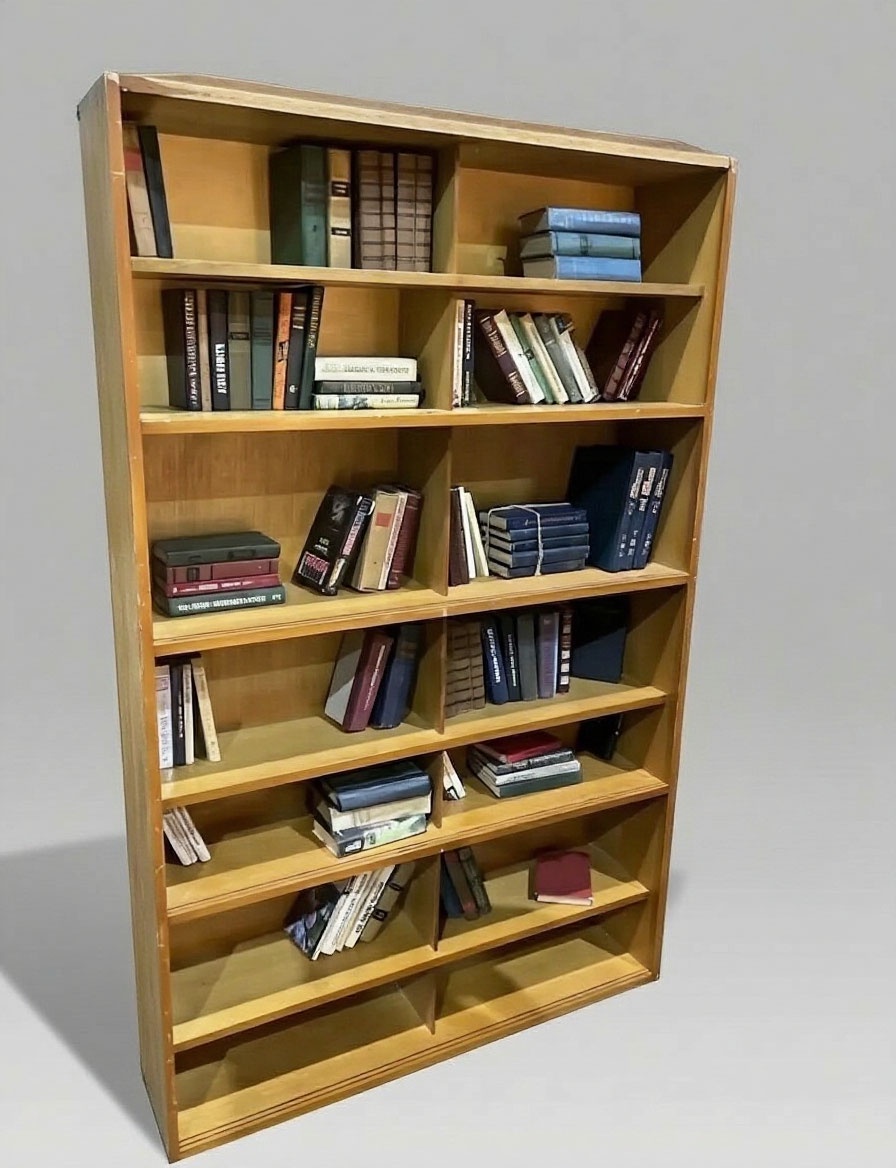 открытый книжный стеллаж из мебельных щитов